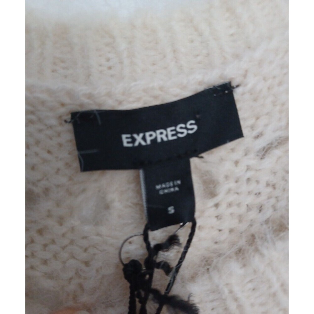 NWT Express Open Stitch Cable Knit Crew Neck Short Sleeve Sweater Women Size S - Picture 5 of 11